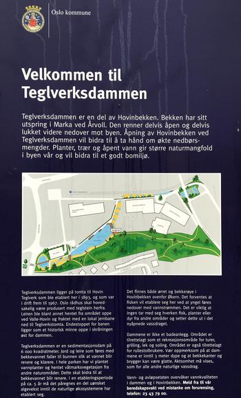 Oslo kommune informasjonsskilt Teglverksdammen