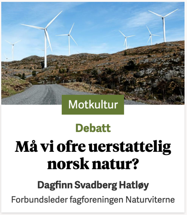 Miljøblind vindkraft - nasjonal ramme for rasering av norsk - Naturviterne